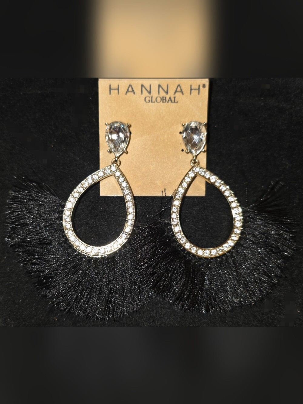 Crystal Teardrop Fringe Earrings w/Clear Stones